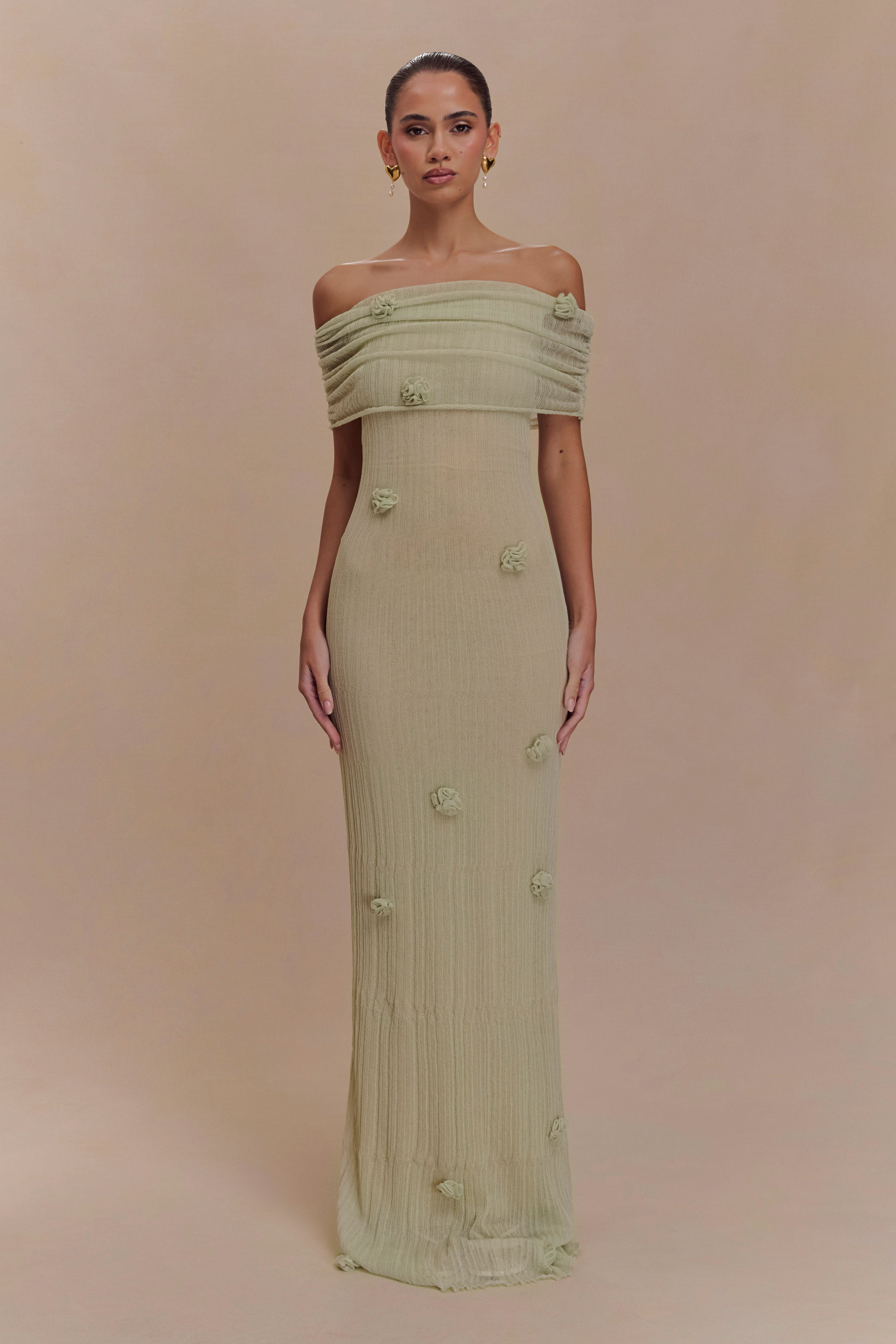 Brynn Orchid Knit Maxi Dress - Pastel Green、mySite、solidvoid