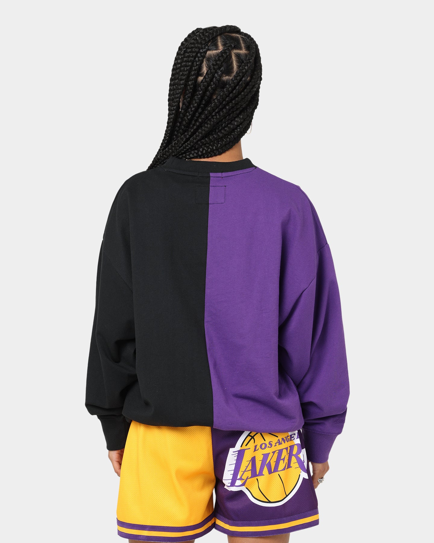 Mitchell & Ness Women's Los Angeles Lakers Big Face 5.0 Crewneck Purple、mySite、zt4zffjzw