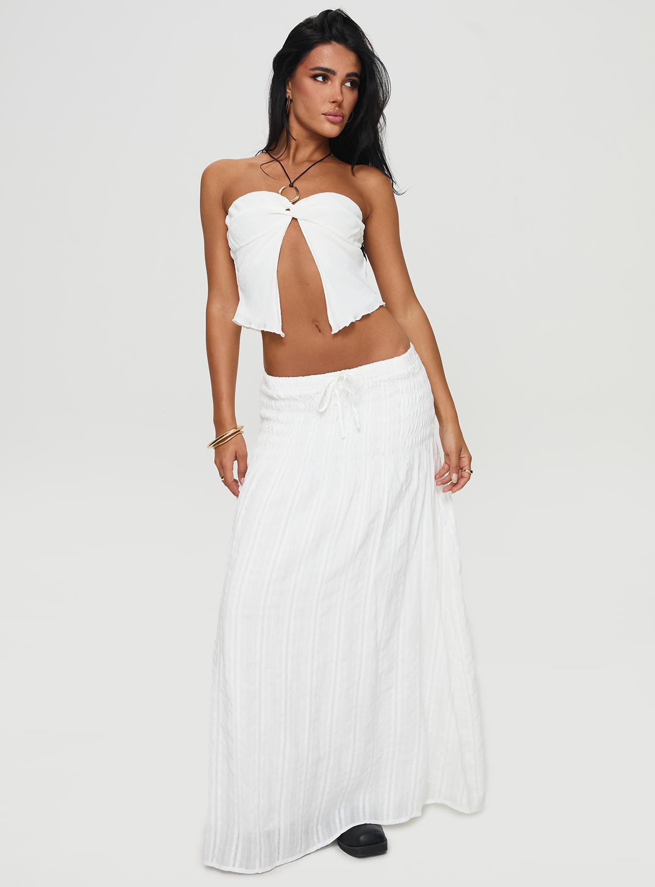 Carana Maxi Skirt White、mySite、solidvoid