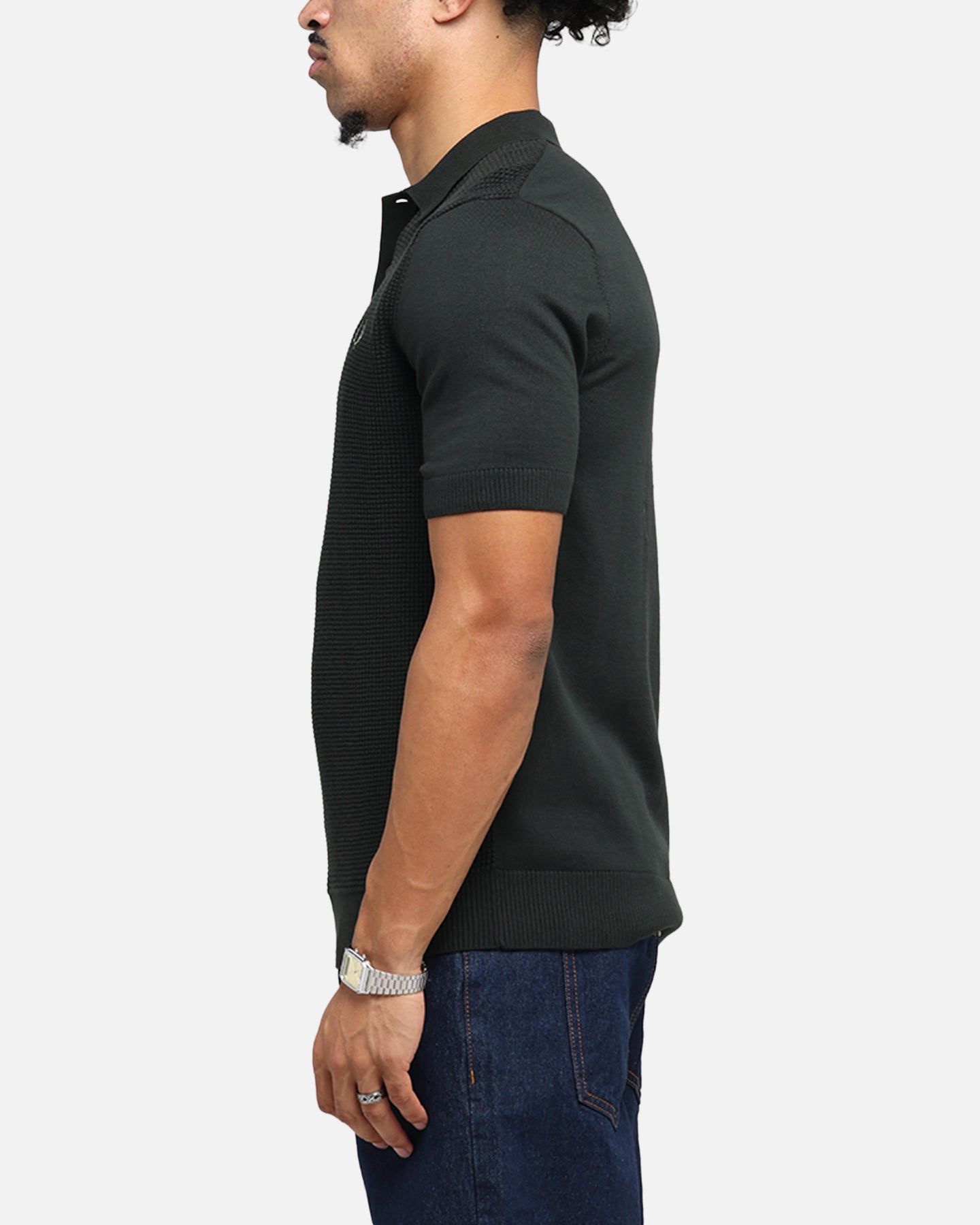 Fred Perry Waffle Stitch Knitted Shirt Green、mySite、zt4zffjzw