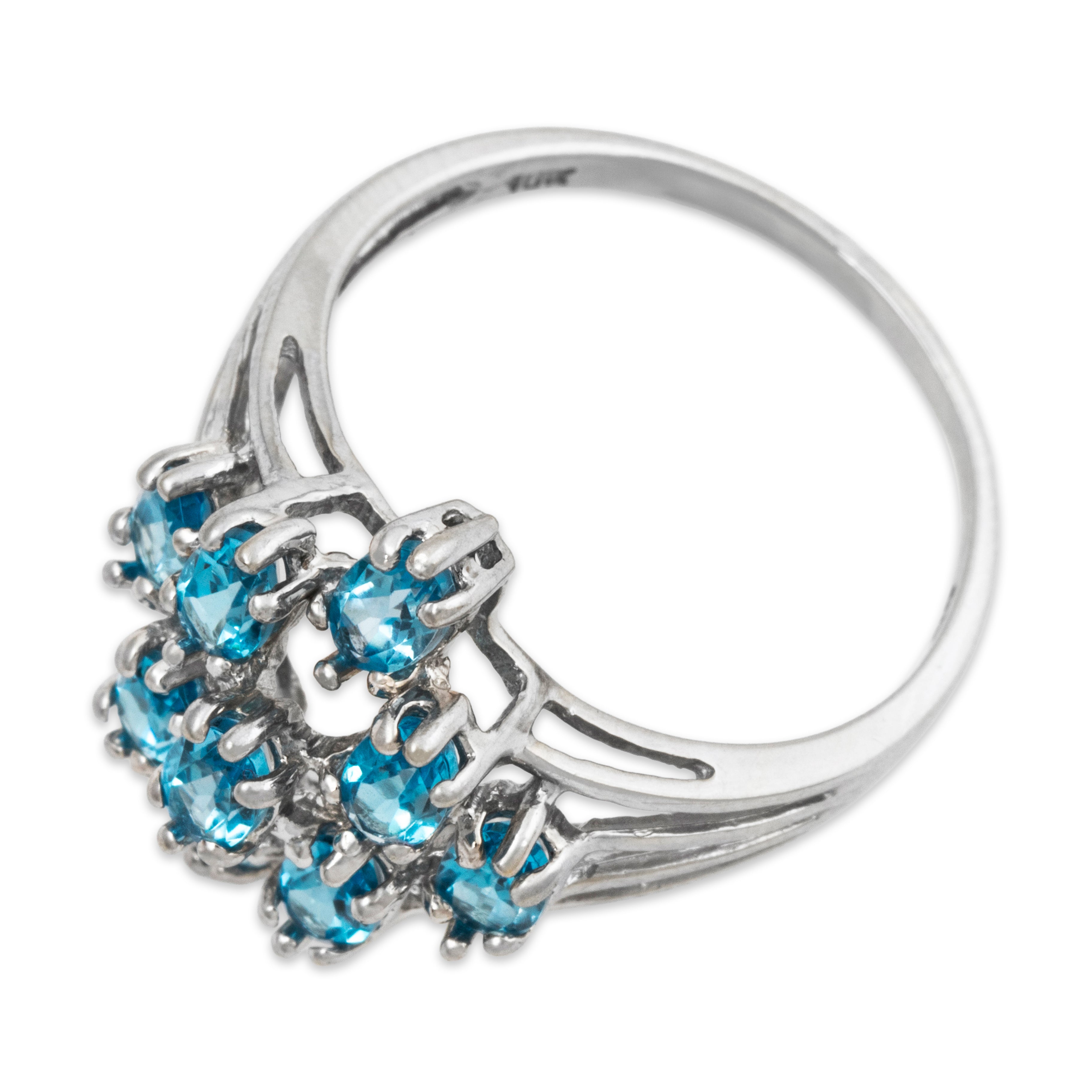 Vintage 10k White Gold 1.5ct Blue Topaz Marquise Cluster Cocktail Ring 8.50、mySite、hinf8tx79