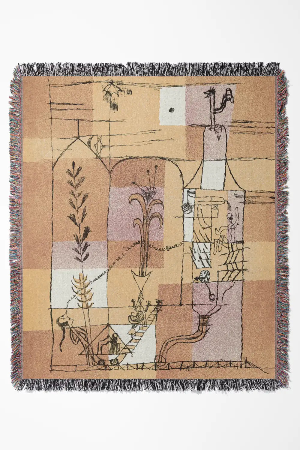 Paul Klee Yellow Orange Cotton Woven Throw Blanket、mySite、gigharbornorthrealestate