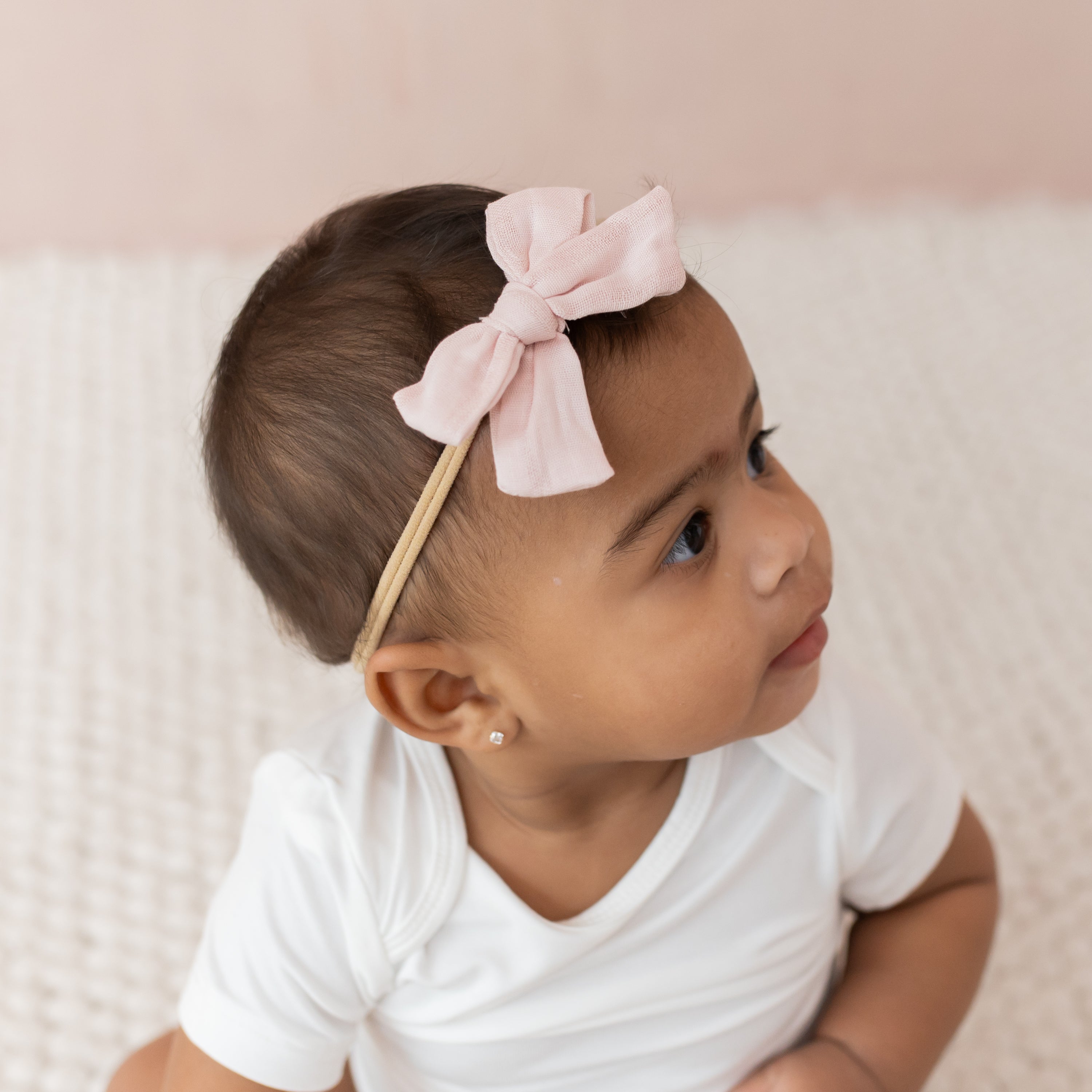  Bamboo Muslin Medium Bow in Blush、mySite、layawaytickets