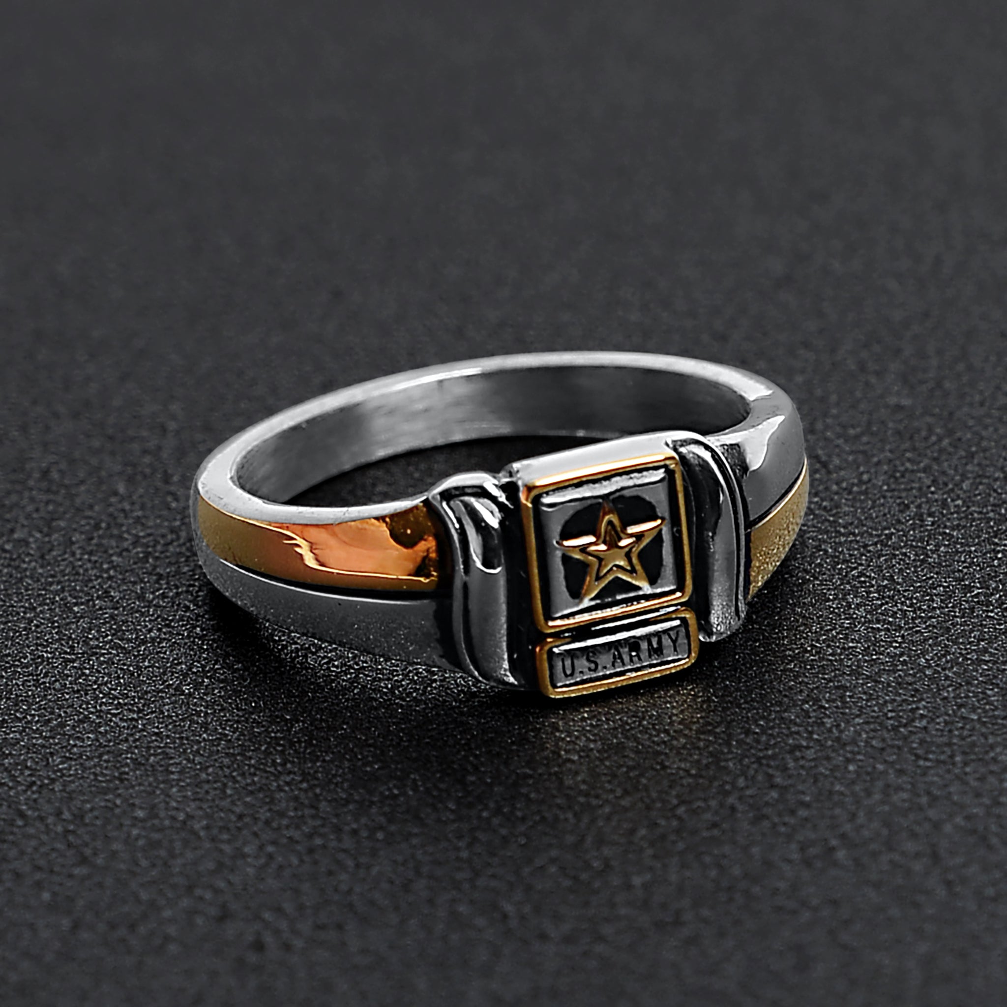 18K Gold PVD Stainless Steel United States Army Two Tone Women's Ring / MCR6015、mySite、dreamappss