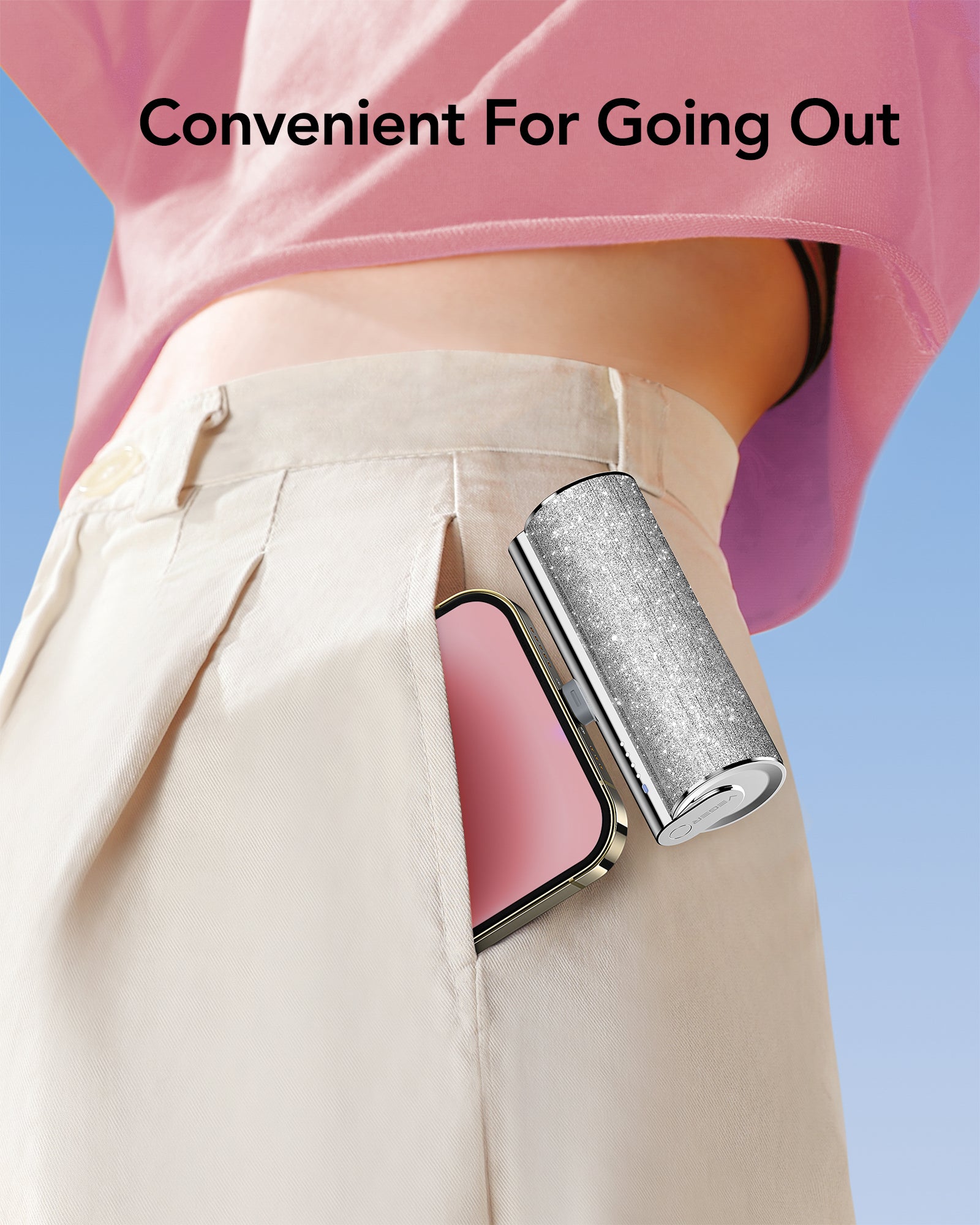 Plug on 5000mAh Mini Portable Charger with Built-in Cable for iPhone & Android、mySite、fannypackpong