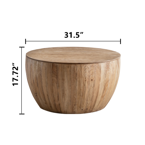 31.50"Vintage Style Bucket Shaped Coffee Table for Office, Dining Room and Living Room(Same SKU:W757P170149)、、xpatfood