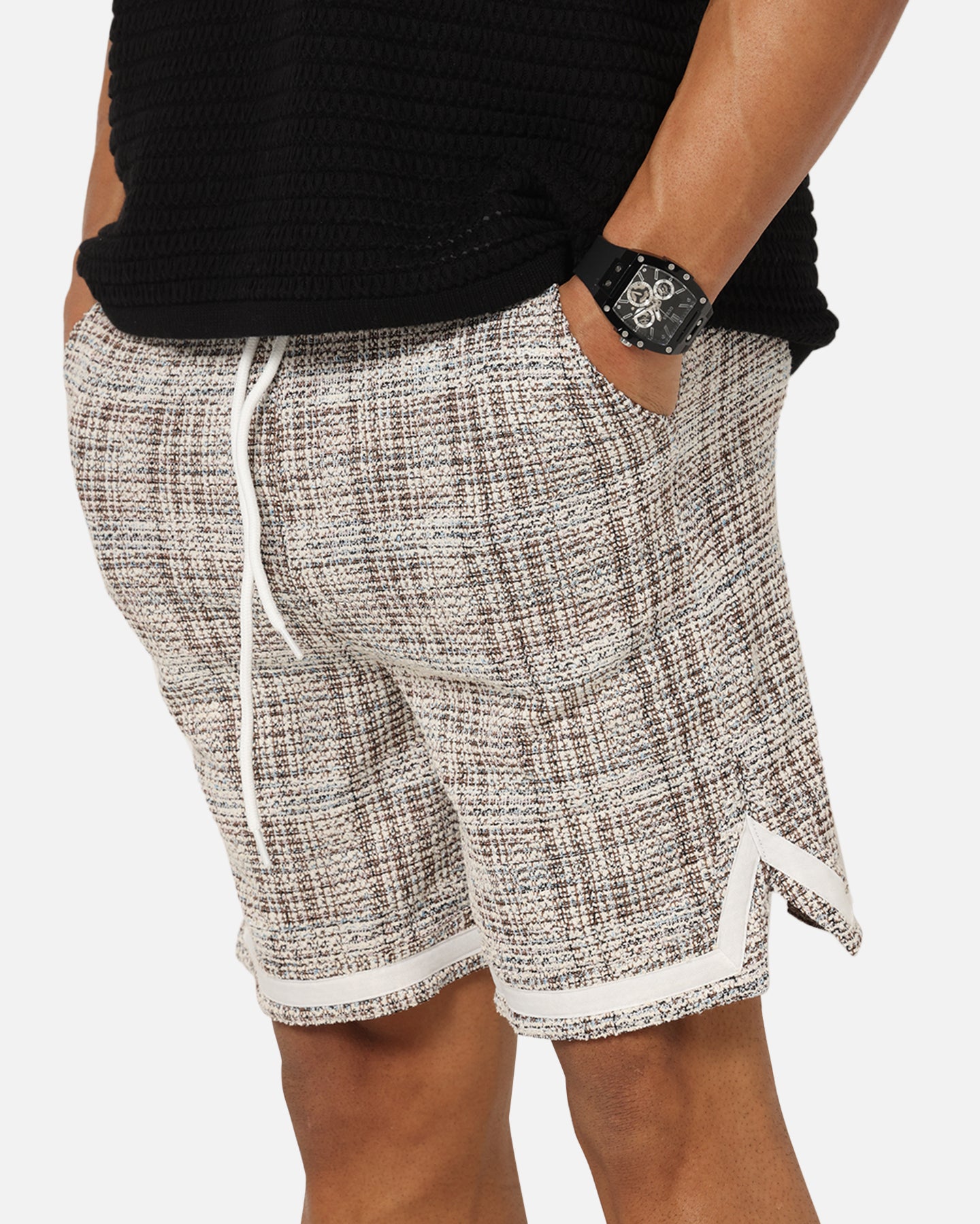 XXIII Textured Ball Shorts Brown/Cream、mySite、zt4zffjzw