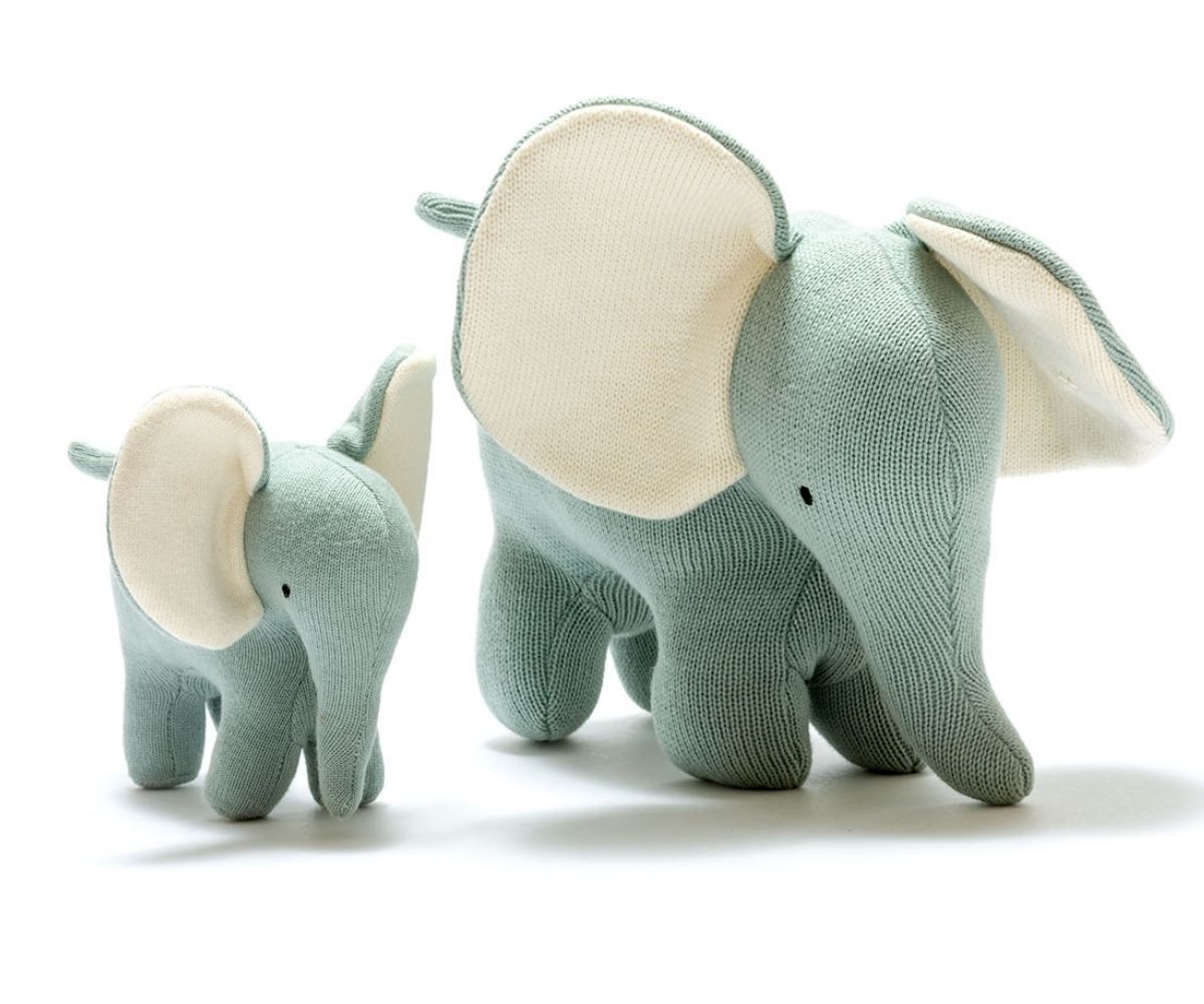  Knitted Organic Cotton Elephant Baby Scandi Toy、mySite、elrpsem3k