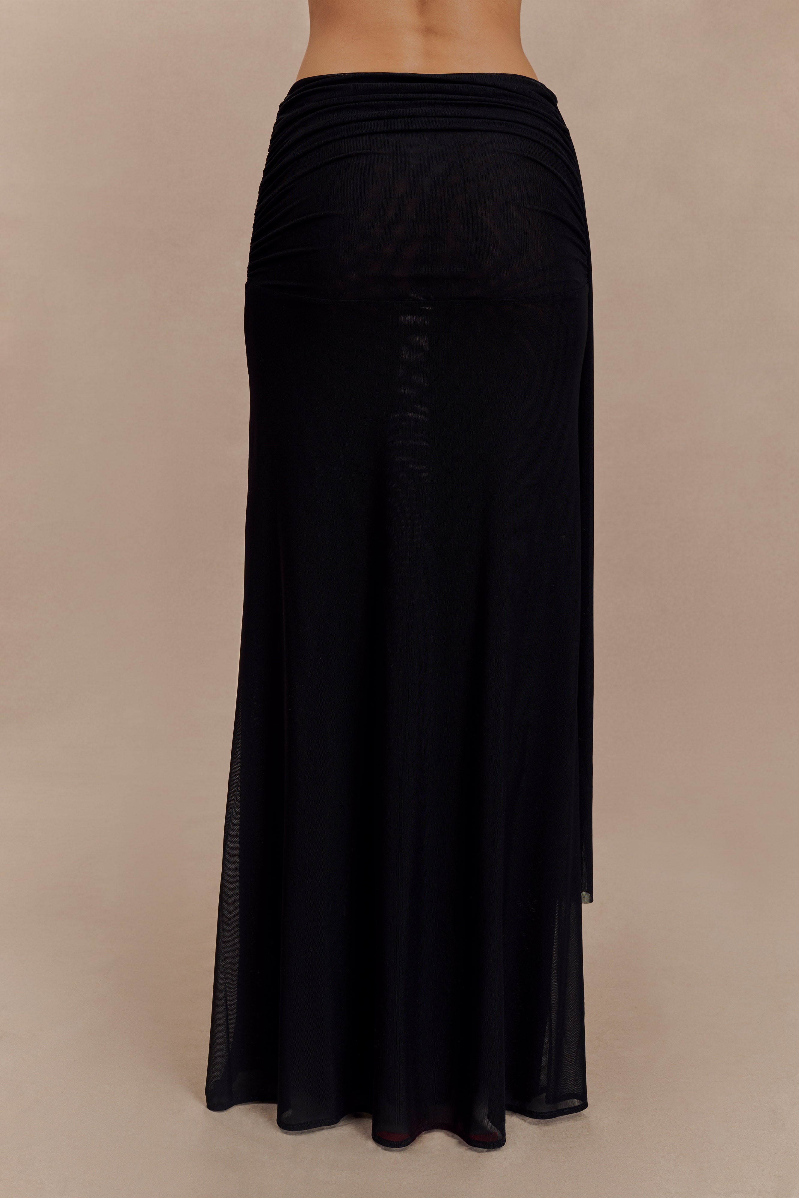 Arna Mesh Maxi Skirt - Black、mySite、solidvoid