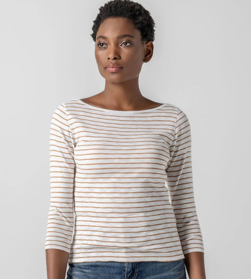 Lilla P Striped 3/4 Sleeve Boatneck、mySite、noshort