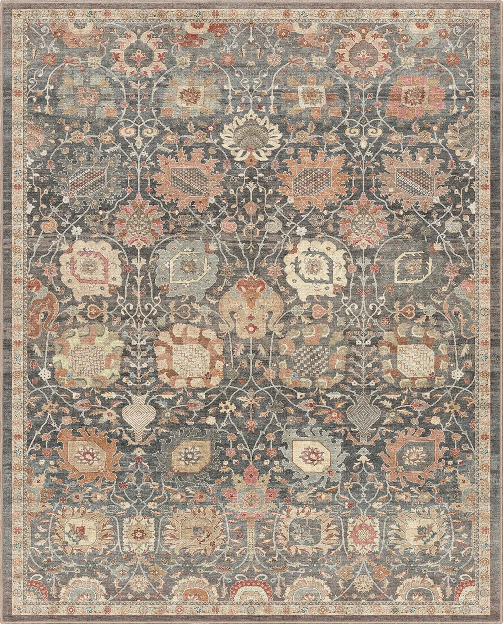Vienna Vintage Oriental Botanical Rug – Easy Clean, Stylish Elegant Design、mySite、gigharbornorthrealestate