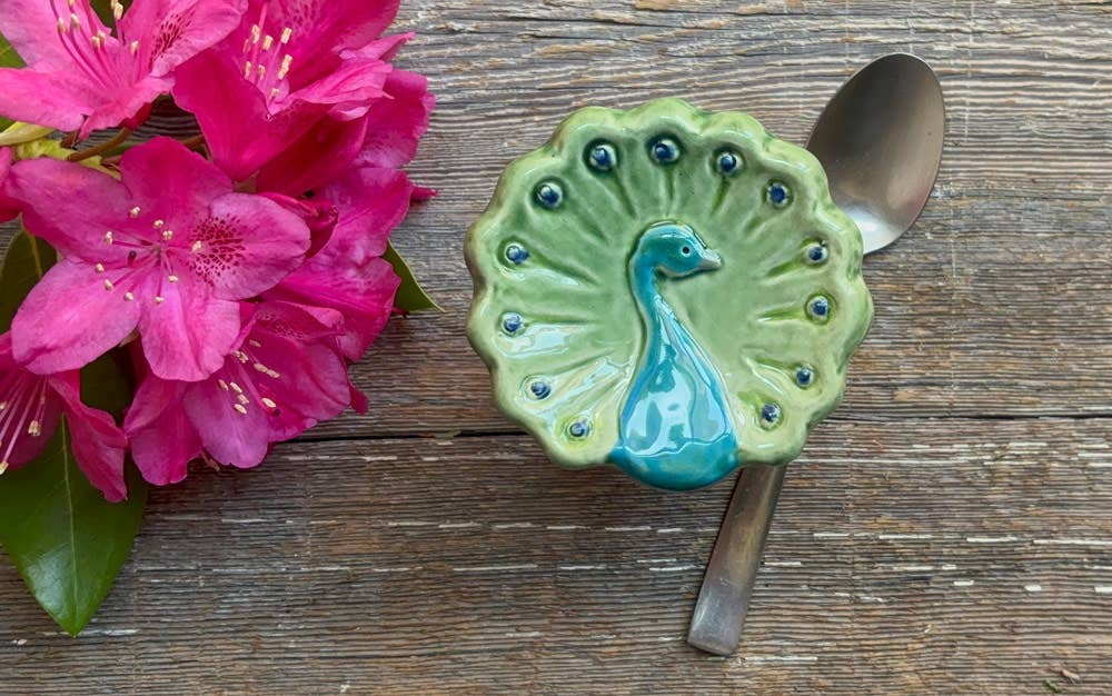 Handmade Colorful Ceramic Peacock Trinket Dish、mySite、g9winljtr