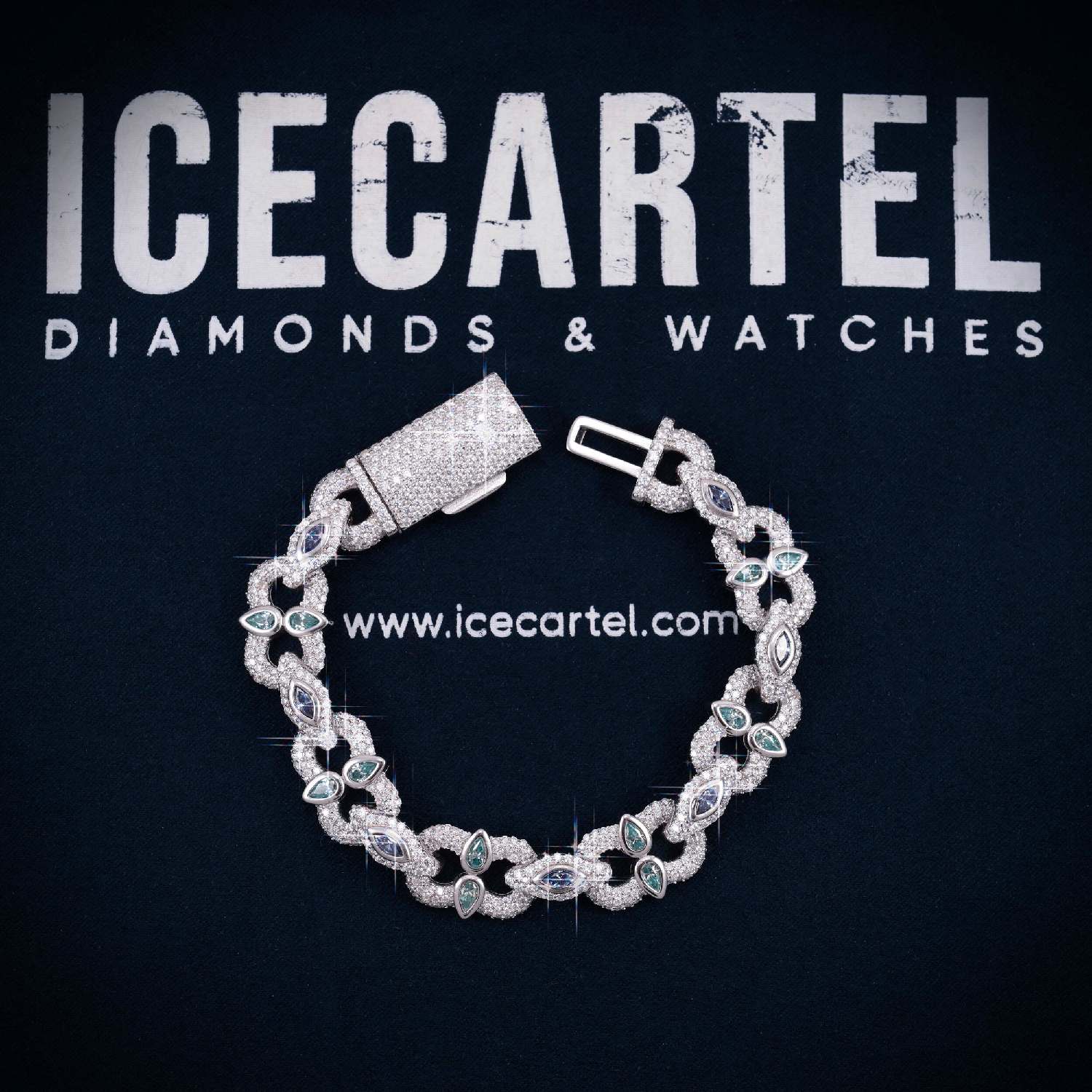 13MM Marquise & Pear Cut Moissanite Cuban Link Bracelet 14K Gold、mySite、hinf8tx79