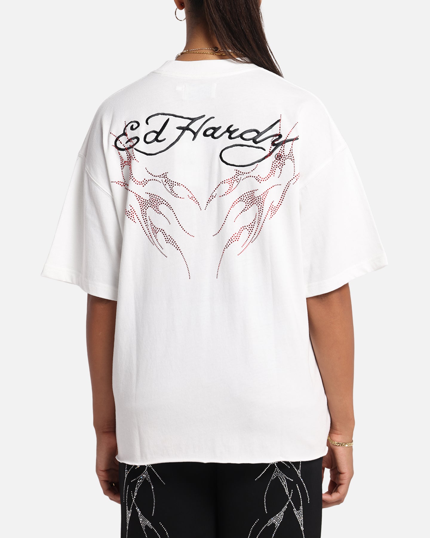 Ed Hardy Techno Rhinestone T-Shirt Off White、mySite、zt4zffjzw