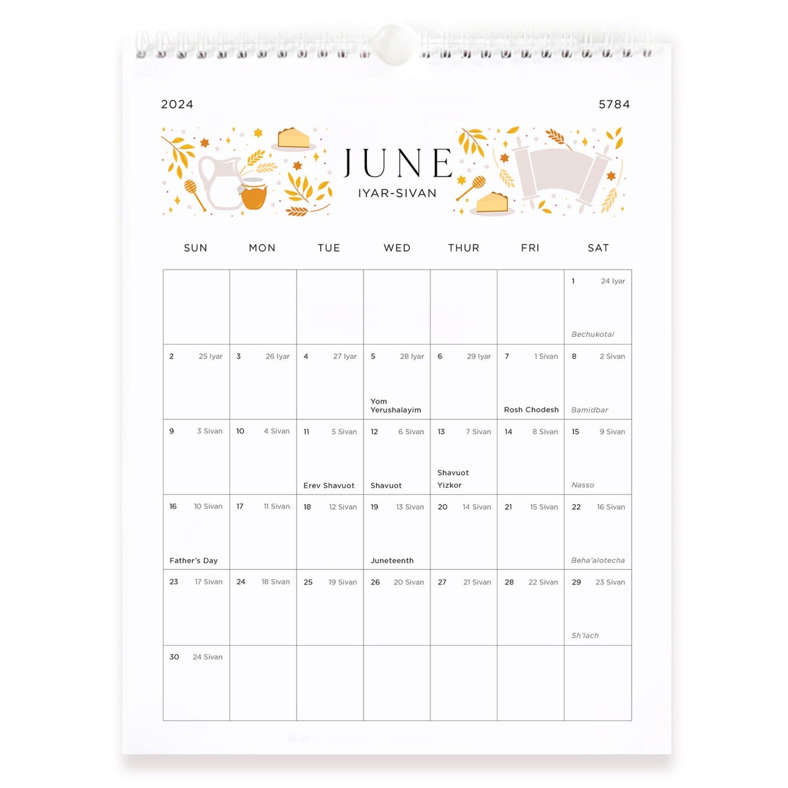 16 Month Jewish Wall Calendar - 5784/2023-2024、mySite、topwebapps