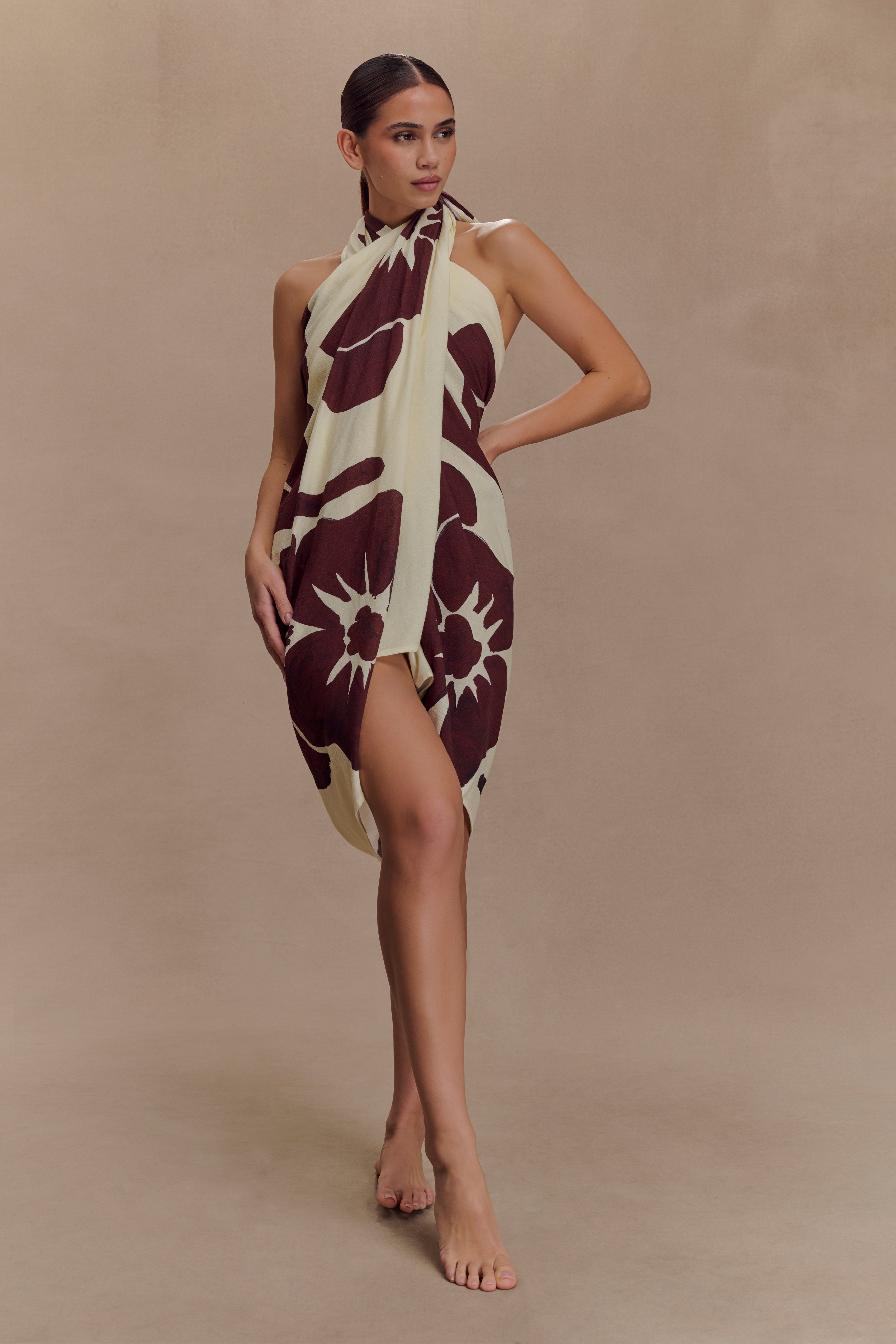 Evie Cotton Sarong - Chocolate Deco Fleur Print、mySite、solidvoid