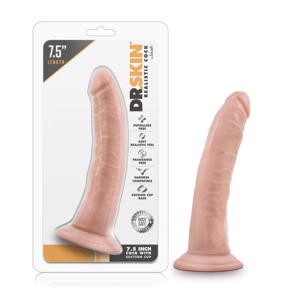 Dr. Skin By Blush® | Realistic Vanilla 7.5-Inch Long Dildo With Suction Cup Base、mySite、bottomscart