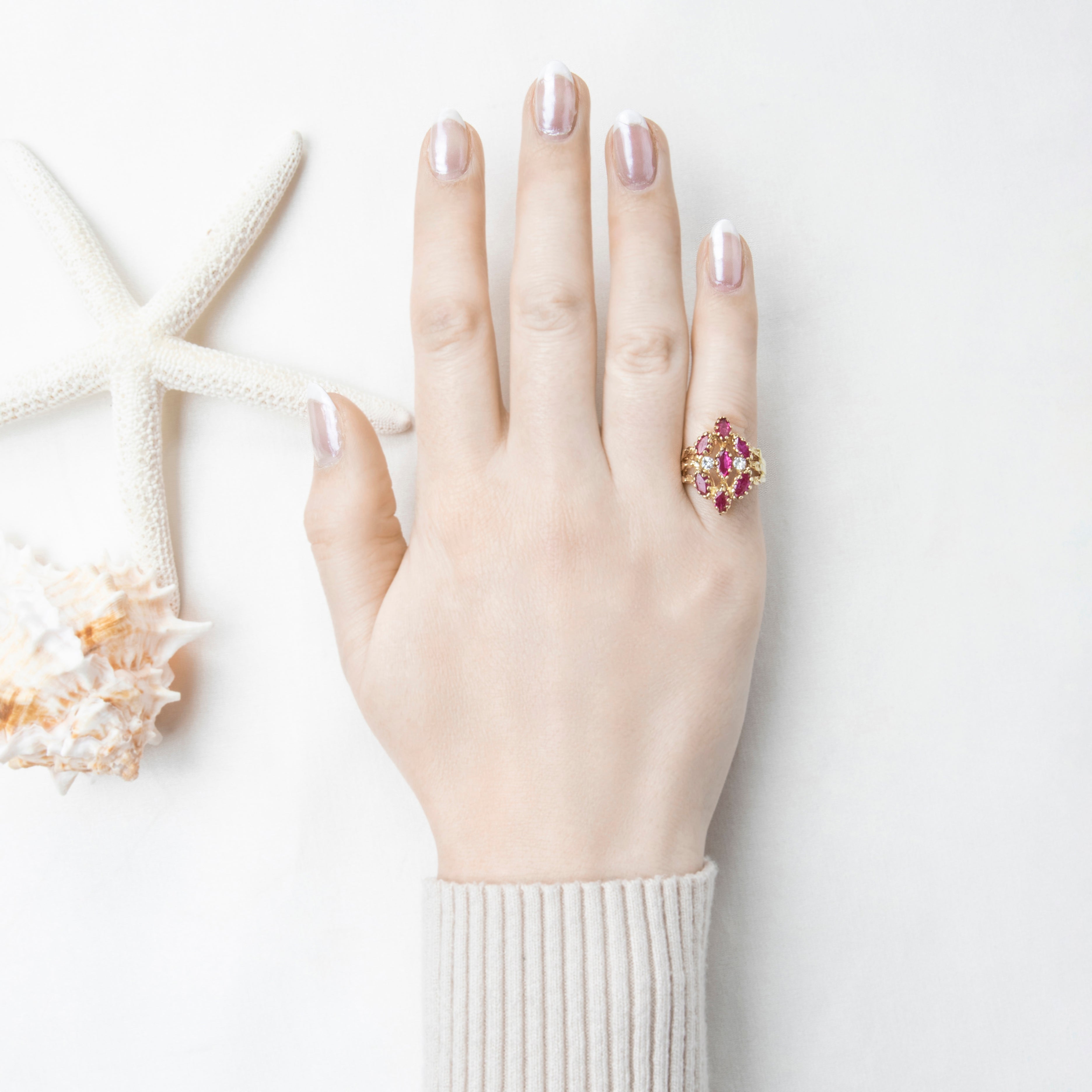 Vintage 14k Yellow Gold 1.3cttw Ruby Diamond Cocktail Ring 6.25、mySite、hinf8tx79