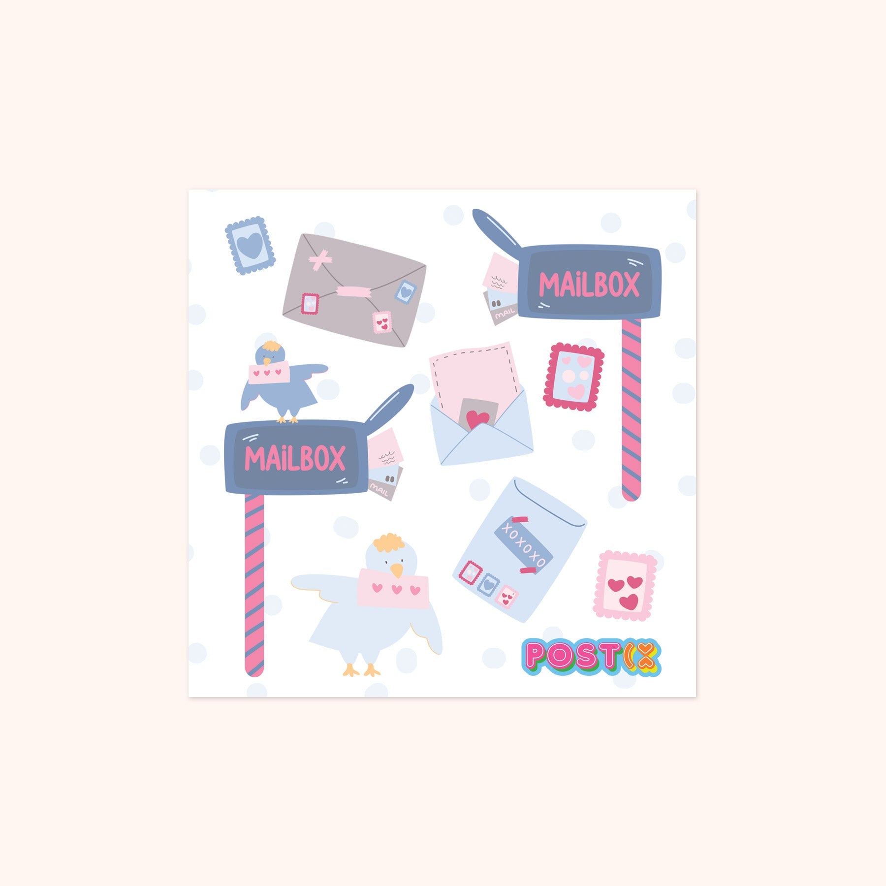  Love Letters Square Sticker Sheet、mySite、ghnorth