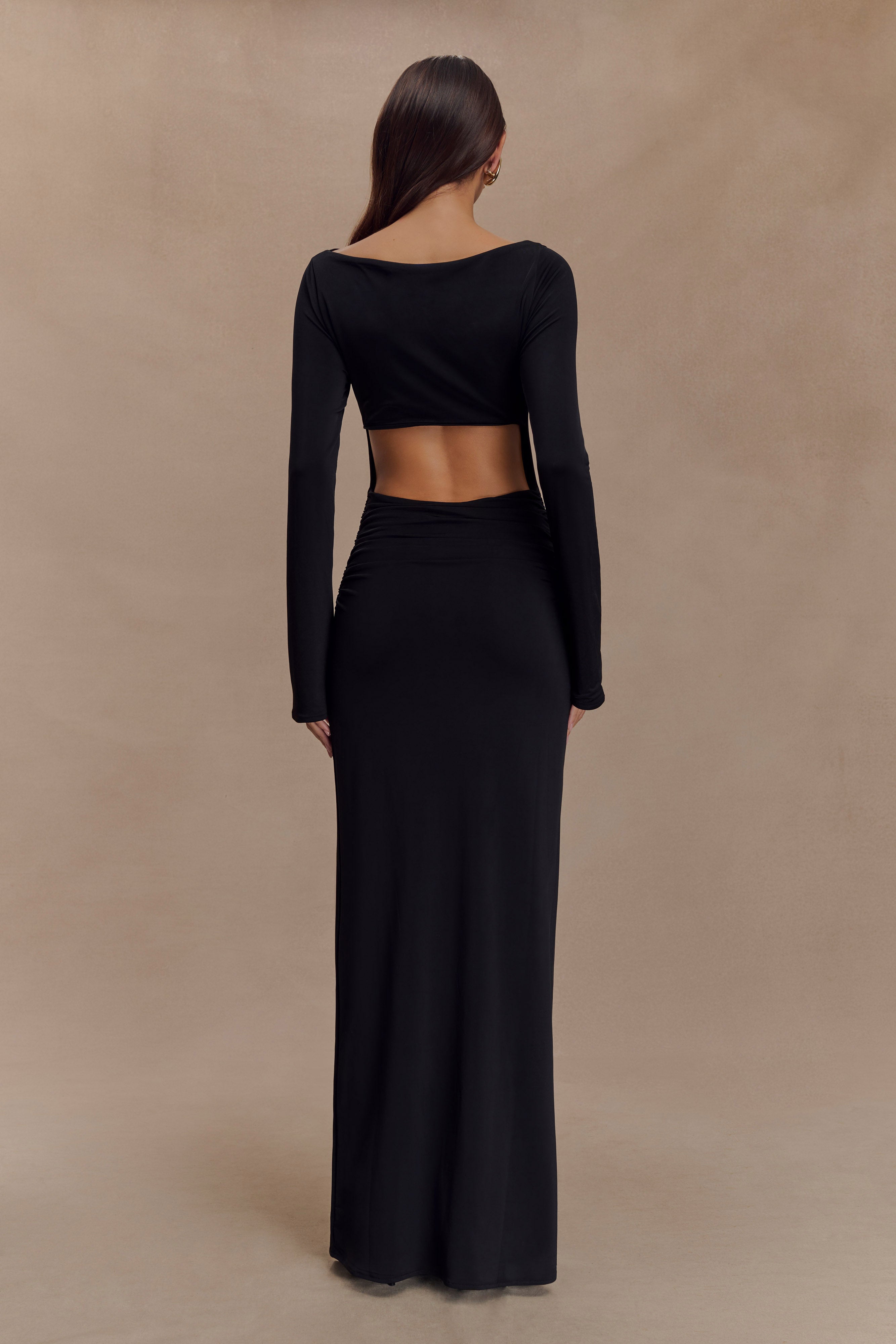 Vienna Slinky Cut Out Maxi Dress - Black、mySite、solidvoid