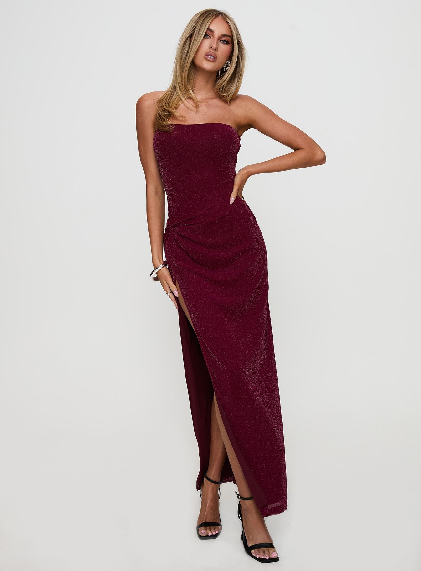 Jeniva Straplesss Maxi Dress Plum、mySite、solidvoid