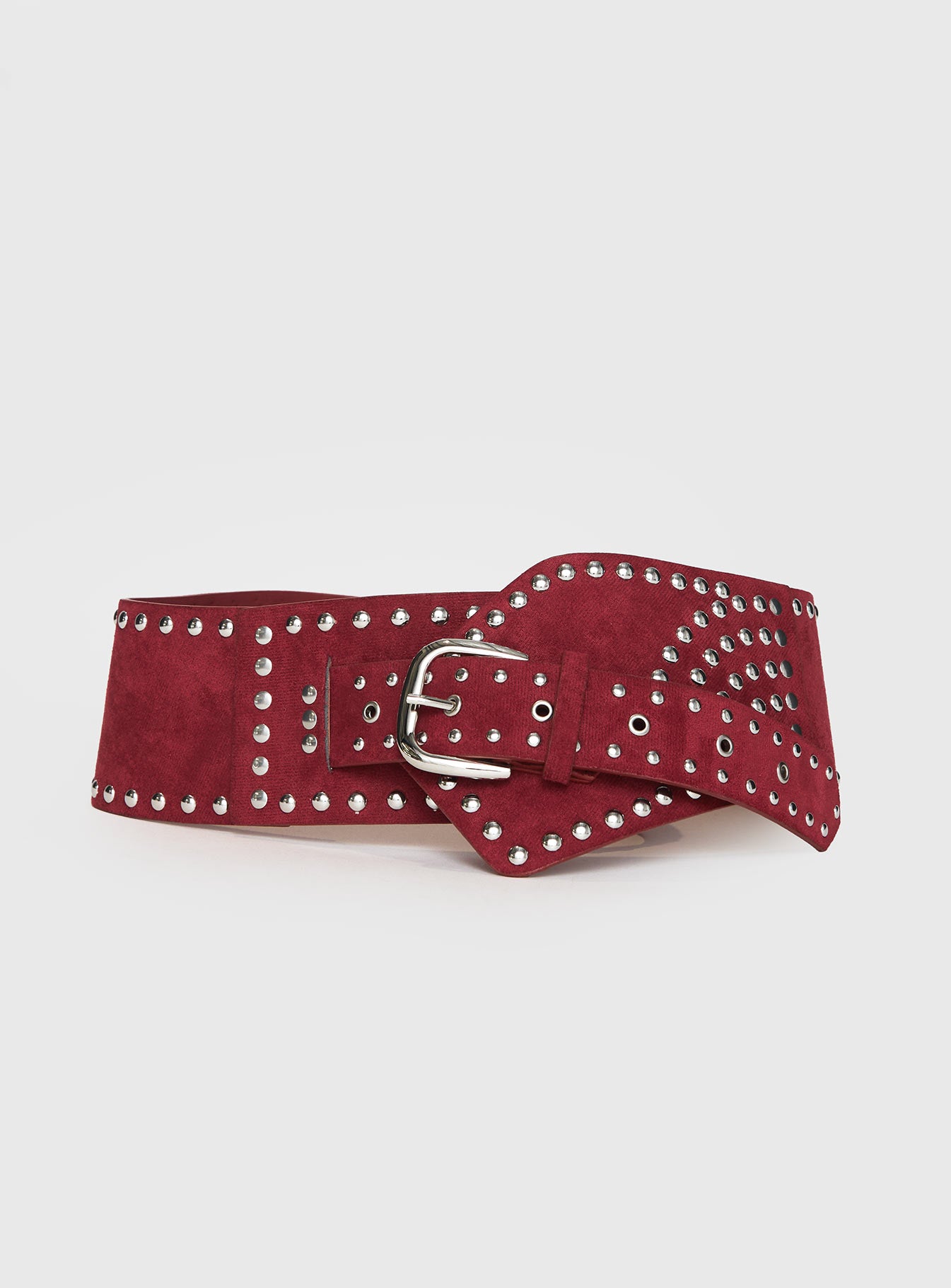 Calexico Studded Faux Suede Belt Red、mySite、solidvoid