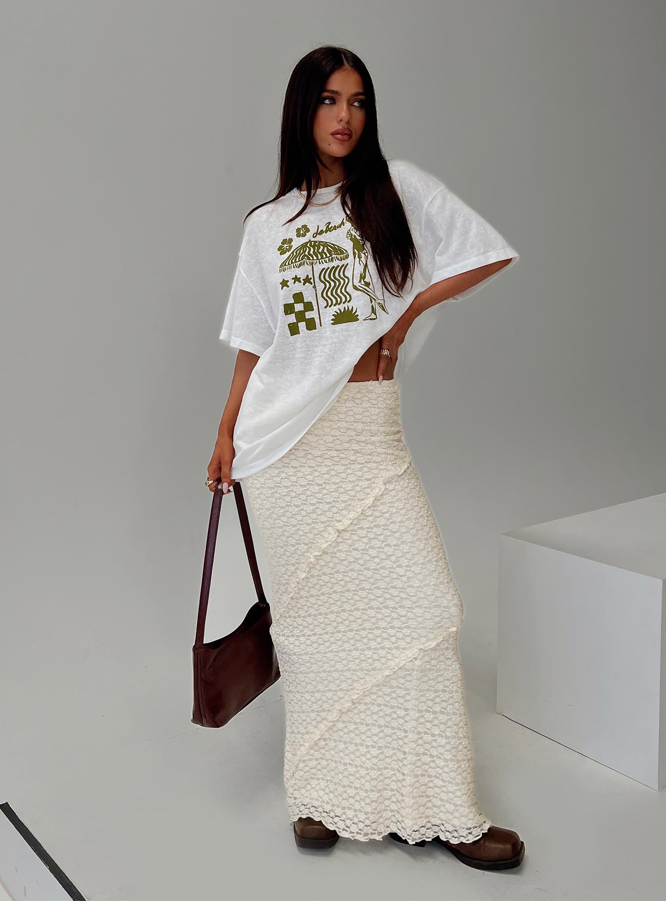 Incandescent Maxi Skirt Cream、mySite、solidvoid