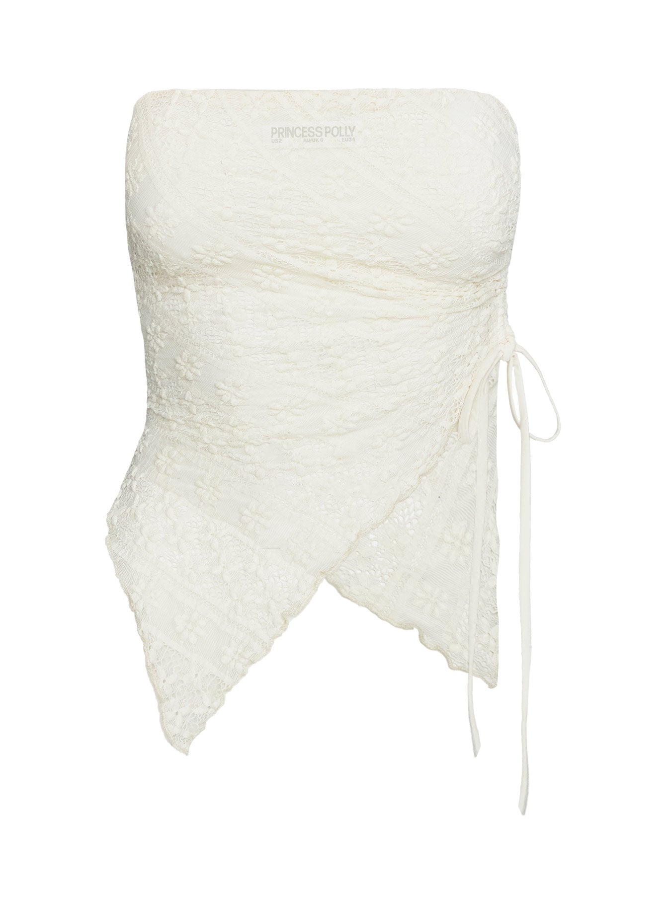 More Dimes Asymmetrical Strapless Top Cream、mySite、solidvoid