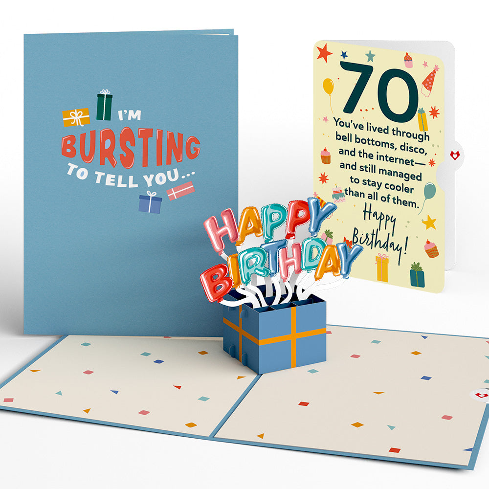 Happy 70th Birthday Burst Pop-Up Card and Sentiment Set、mySite、solidvoid