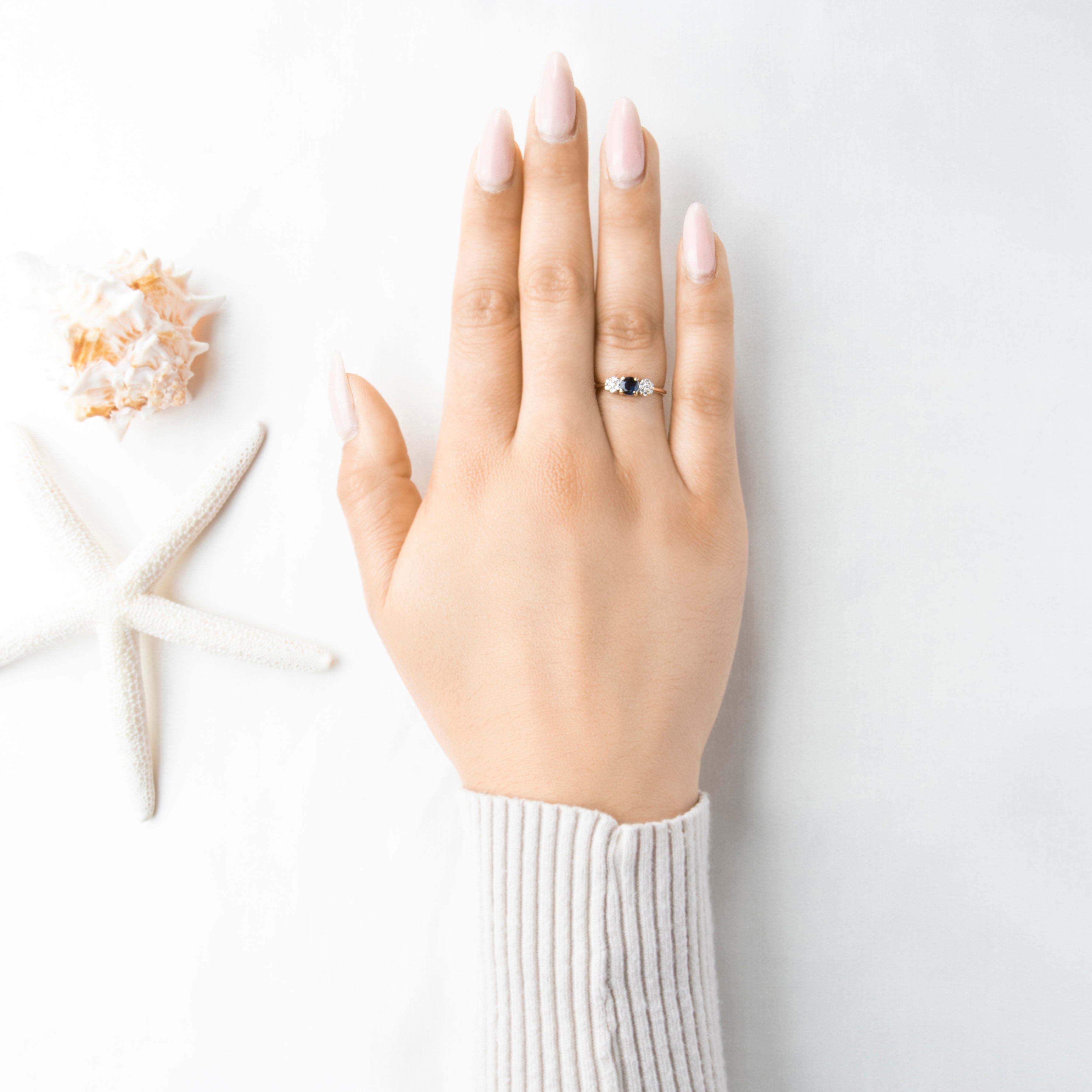 Vintage 14k Yellow Gold .45ct Blue Sapphire Diamond Ring 7.00、mySite、hinf8tx79