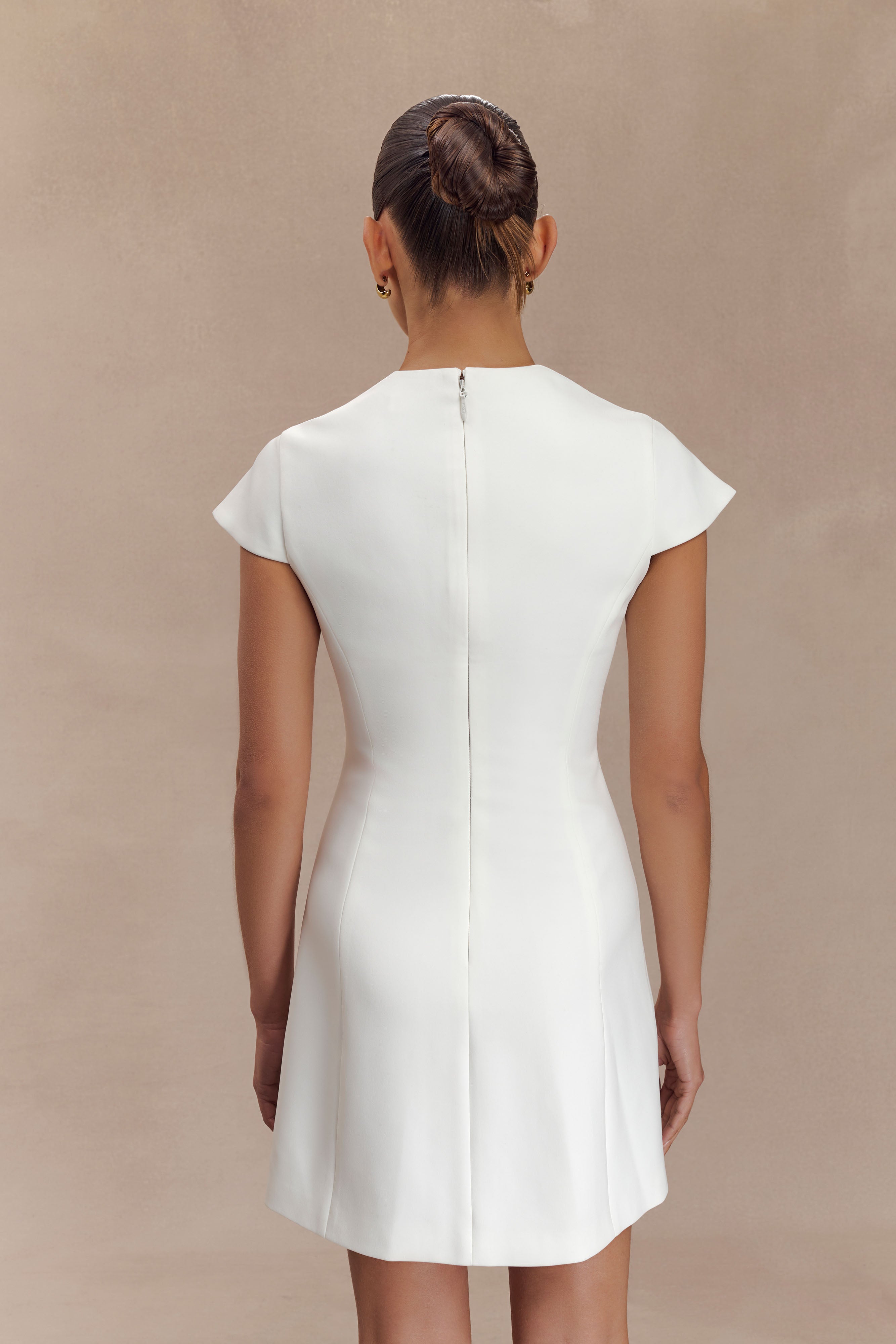 Remi Suiting Mini Dress With Floral Hardware - White、mySite、solidvoid