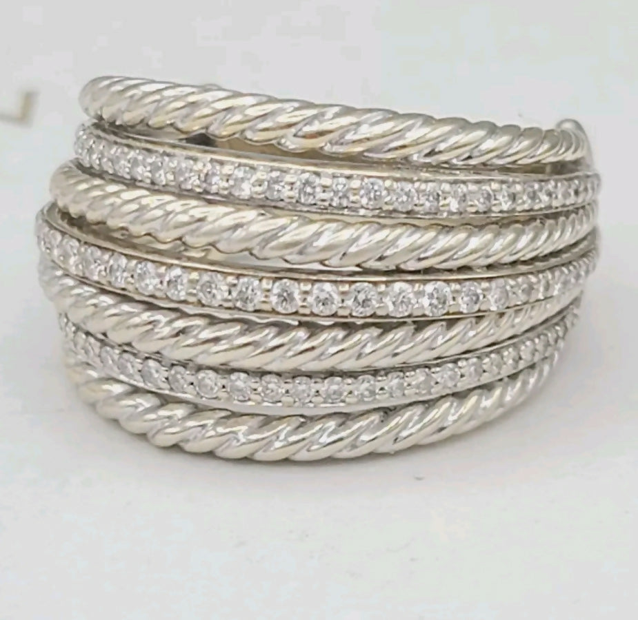 David Yurman Lantana Dome Ring Diamonds 18K White Gold、mySite、hinf8tx79