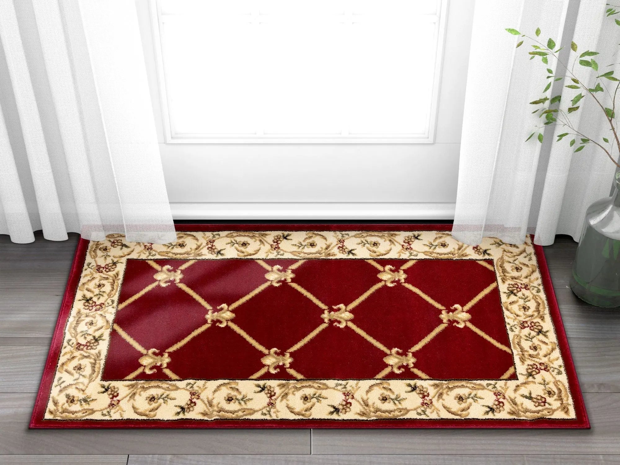 Fleur De Lis Red Formal Rug、mySite、gigharbornorthrealestate