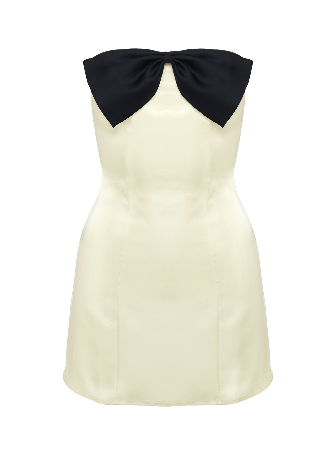 Kesy Bow Tie Mini Dress Cream / Black、mySite、solidvoid