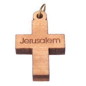 Olive wood Latin Cross Laser Pendant (3x2 cm or 1.2x0.78) Solid and Carved With Jerusalem、mySite、topwebapps