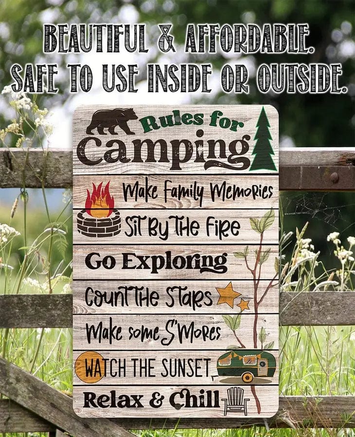 Rules for Camping Inspirational Metal Sign、mySite、g9winljtr