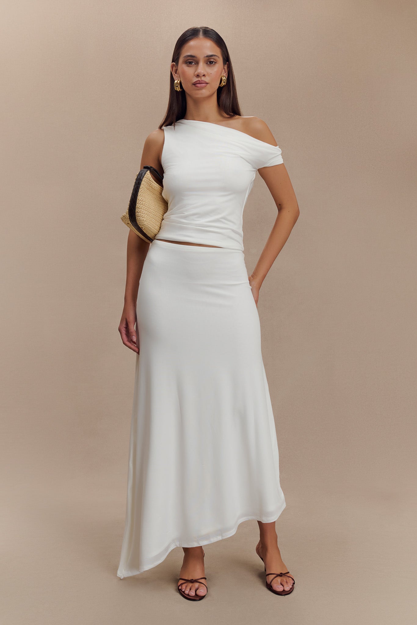 Kacey Slinky Off Shoulder Top - White、mySite、solidvoid