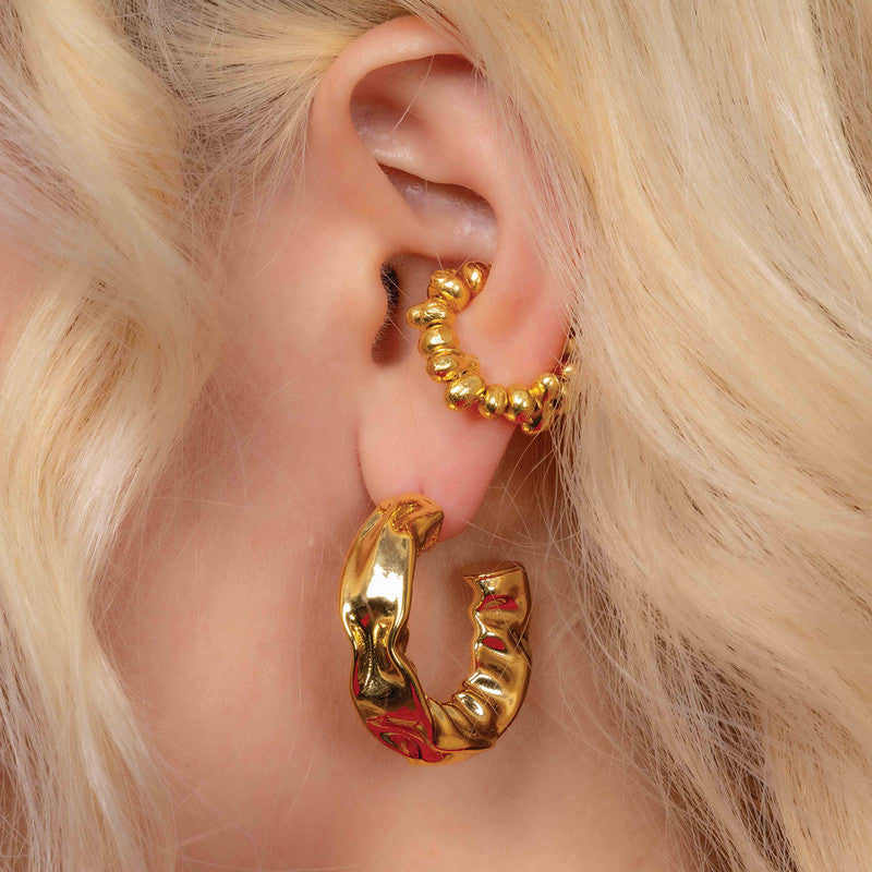 Mini Molten Beaded Ear Cuff | 14K Gold Plated、mySite、camillekostekn