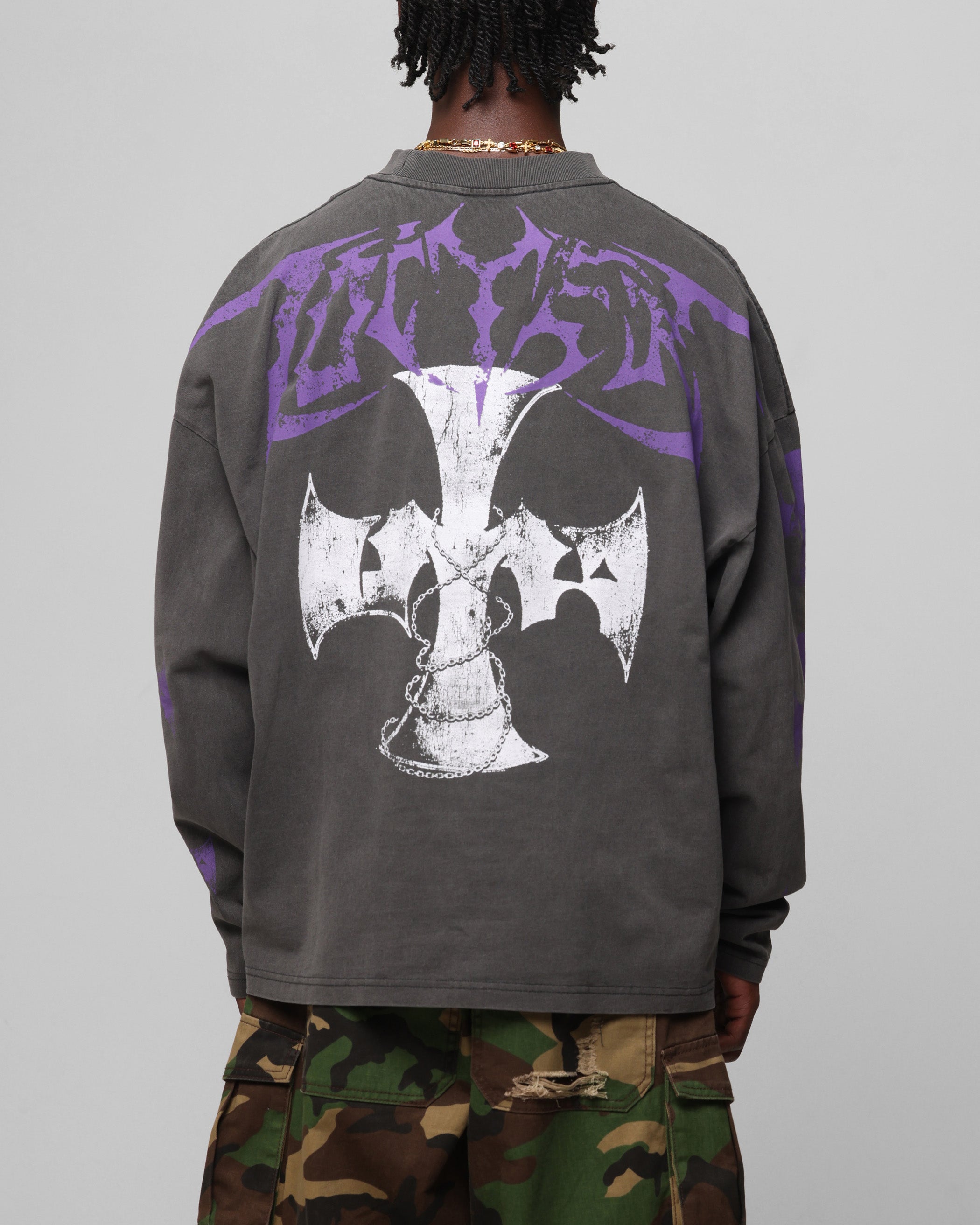 Loiter Angel Number Long Sleeve T-Shirt Charcoal、mySite、zt4zffjzw