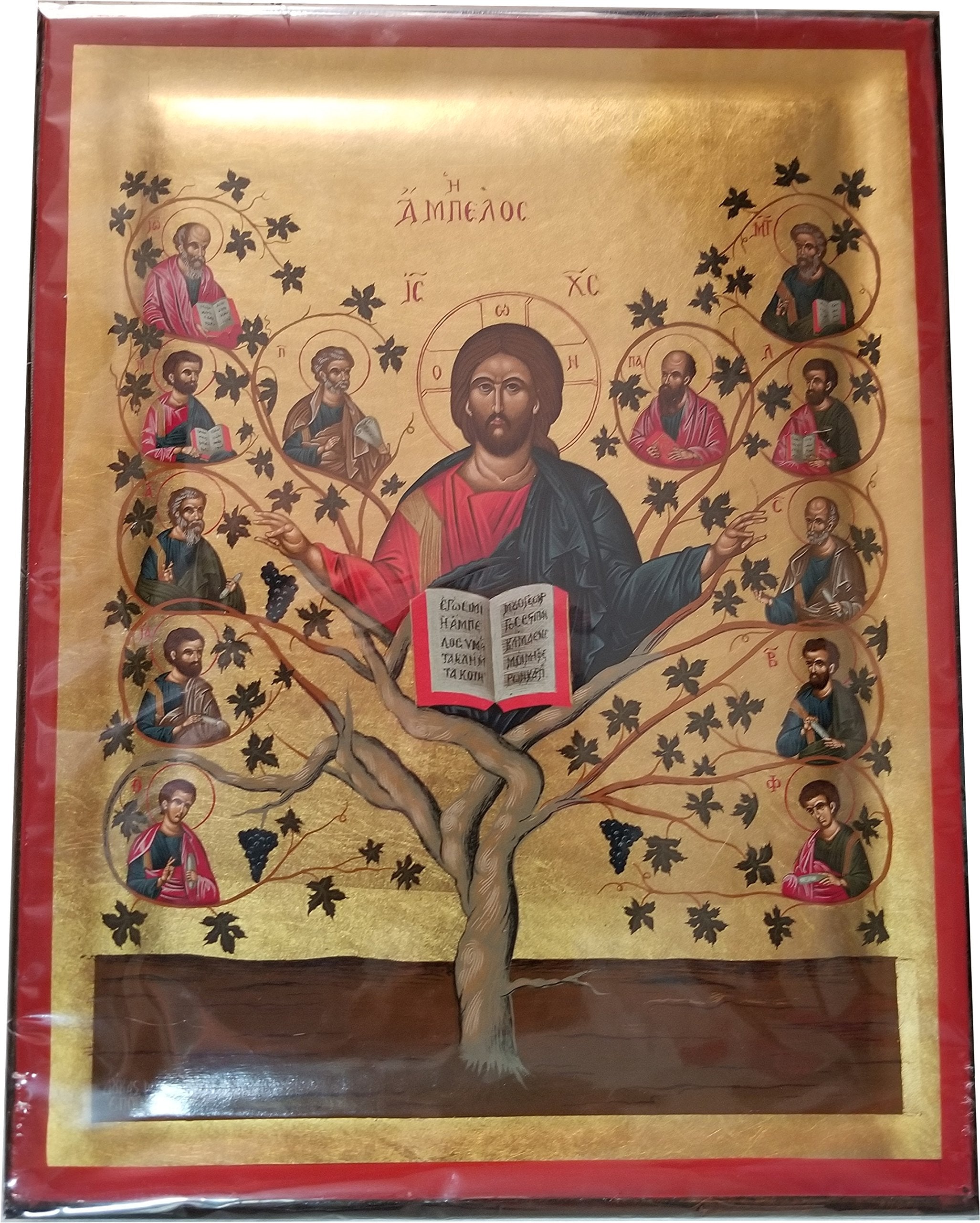 Holy Land Market The Vine or Tree of Life Icon with Sheets of Gold (Lithography) - Style II - Large (13.5inches)、mySite、topwebapps