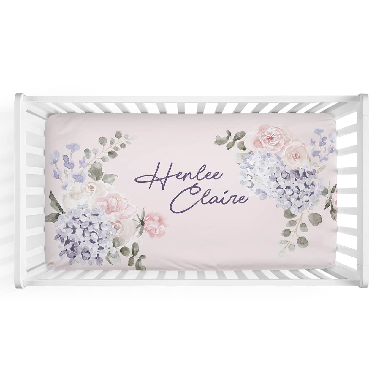  Henlee's Hydrangea Personalized Crib Sheet、mySite、layawaytickets