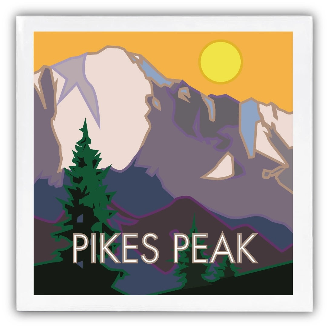 Pikes Peak, Colorado - Colorado 14er - 4.25 x 4.25 Ceramic Coaster、mySite、g9winljtr