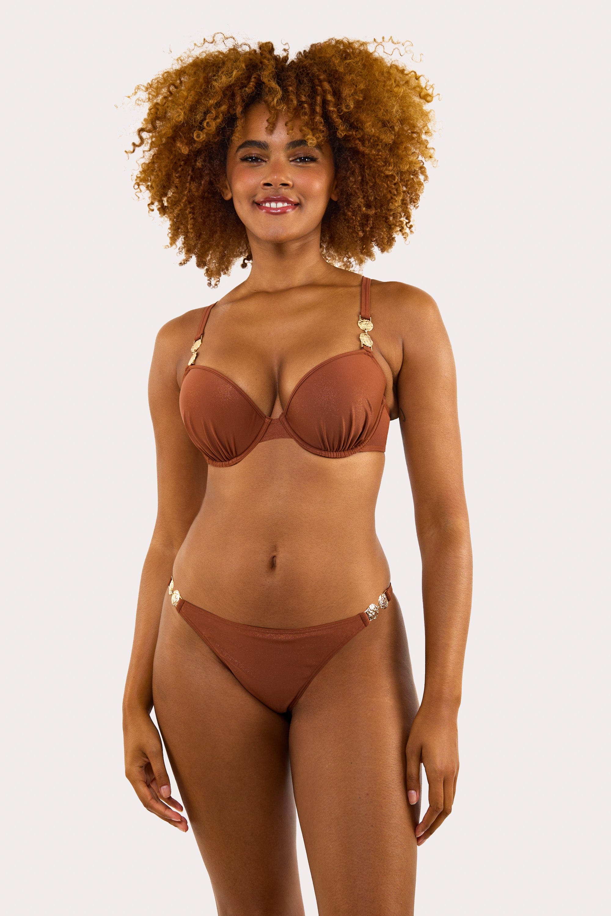 Morgan Bronze Glitter Mix & Match Fuller Bust Plunge Bikini Top、mySite、bengalsvssteelers