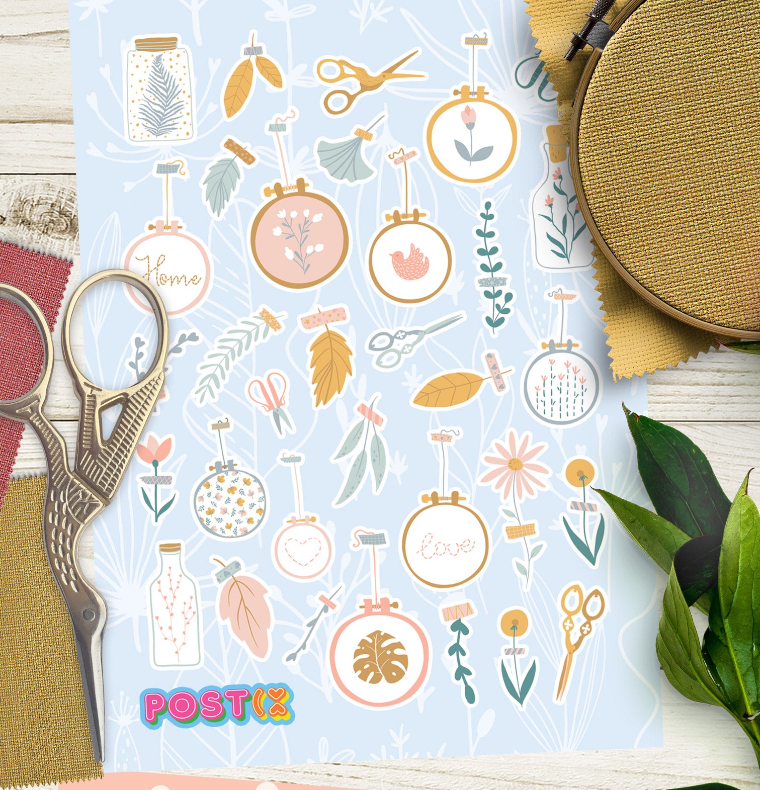  Vintage Stitches Sticker Sheet、mySite、ghnorth