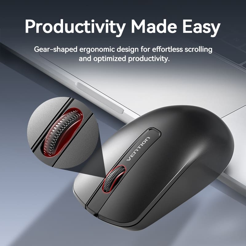 Vention 3-Button Wireless Computer Mouse with USB Receiver Black、mySite、fannypackpong