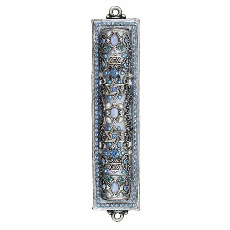Silver and Blue Mezuzah by Michal Golan、mySite、topwebapps