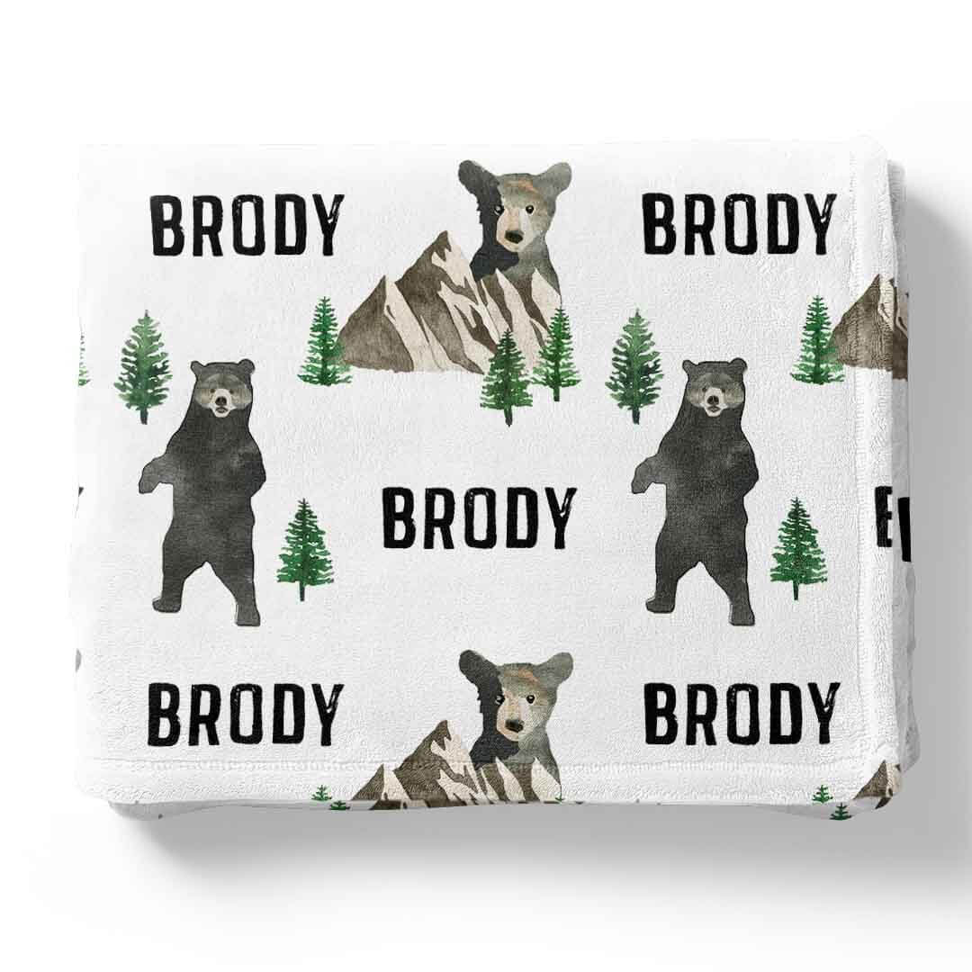  Brody's Bear & Mountain Personalized Toddler Blanket、mySite、layawaytickets