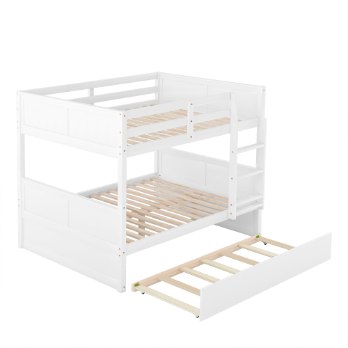 Full Over Full Bunk Bed with Twin Size Trundle, White ( old sku: LP000250AAK )、、casual