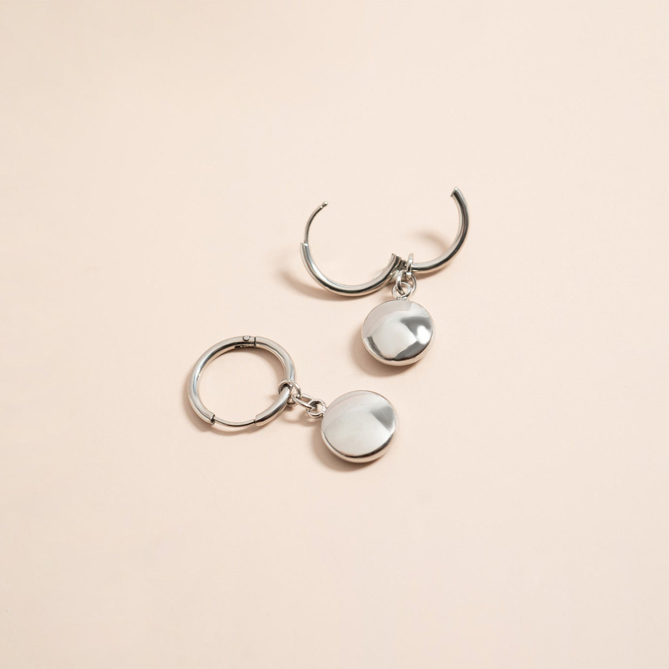 18K Gold PVD Stainless Steel Circle Coin Pendant Earrings / ERJ0049、mySite、dreamappss