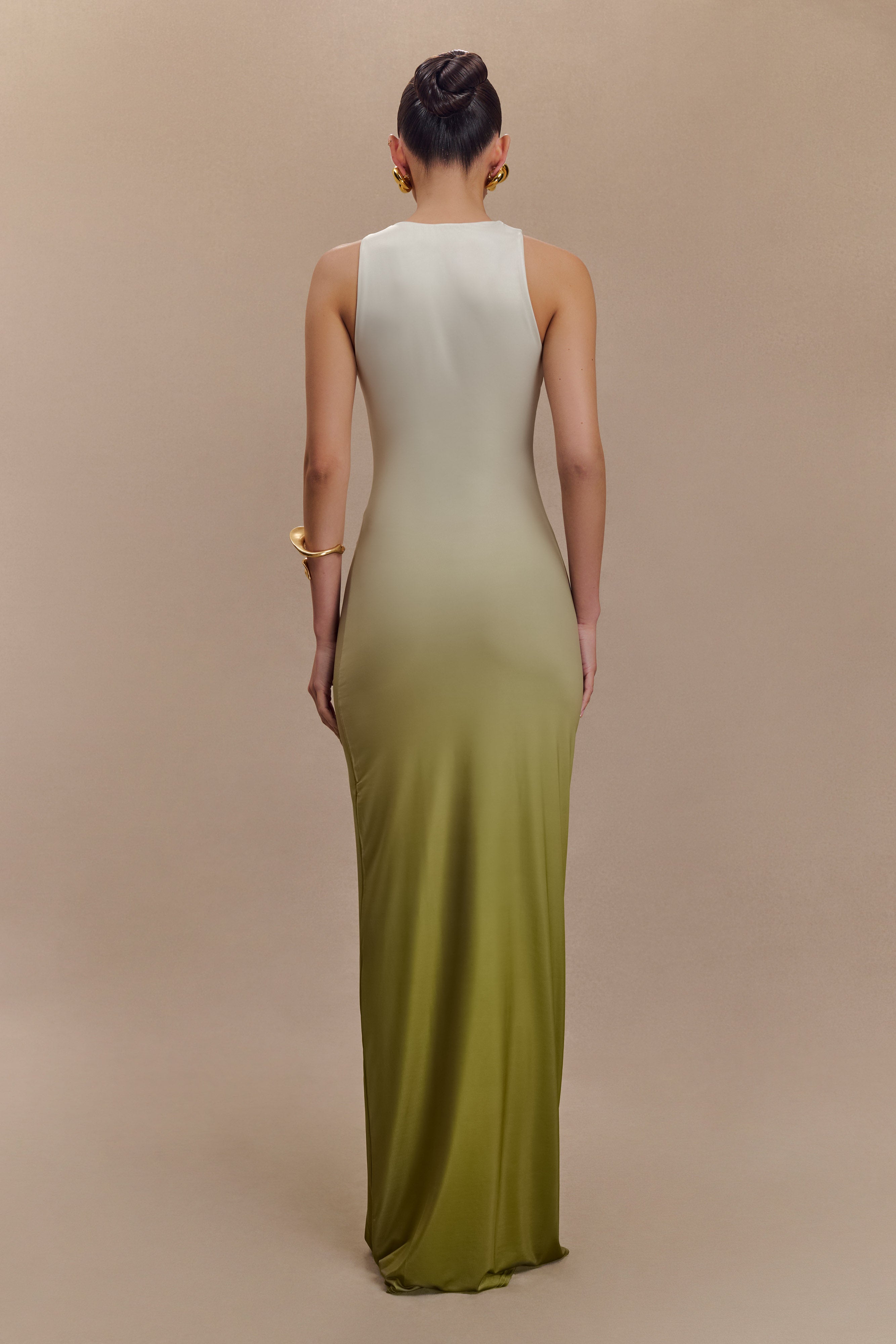 Stella Draped Slinky Maxi Dress - Ombre Vintage Olive、mySite、solidvoid